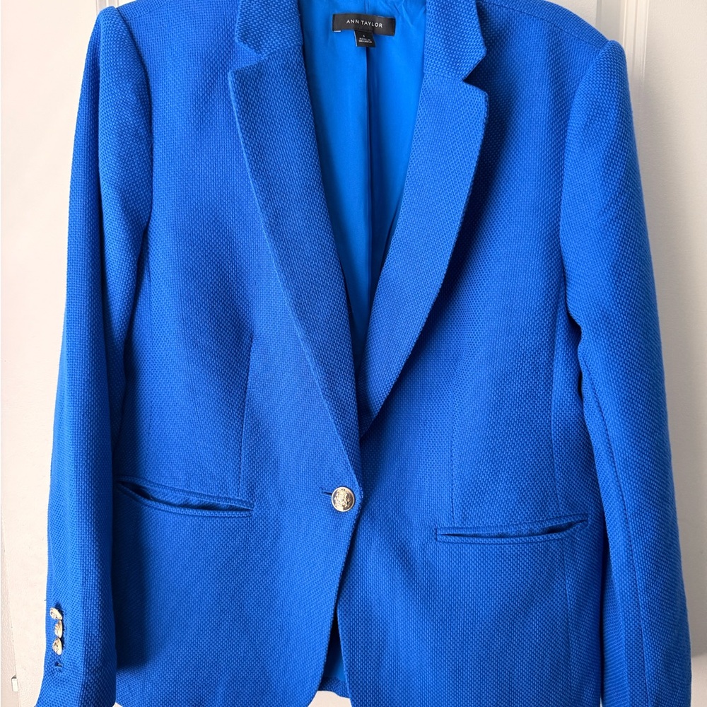 Ann Taylor Royal Blue Textured Blazer